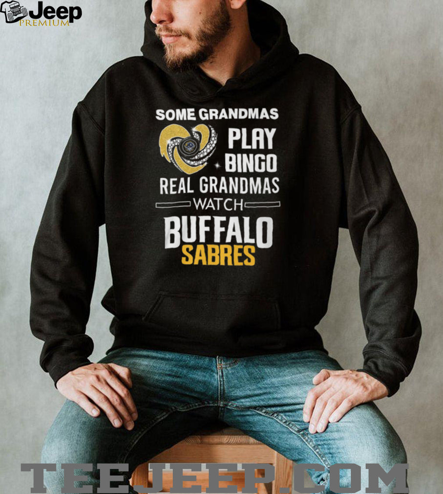 Real Grandmas Watch Buffalo Sabres Hockey Sparkle Heart Sports Fan T Shirt