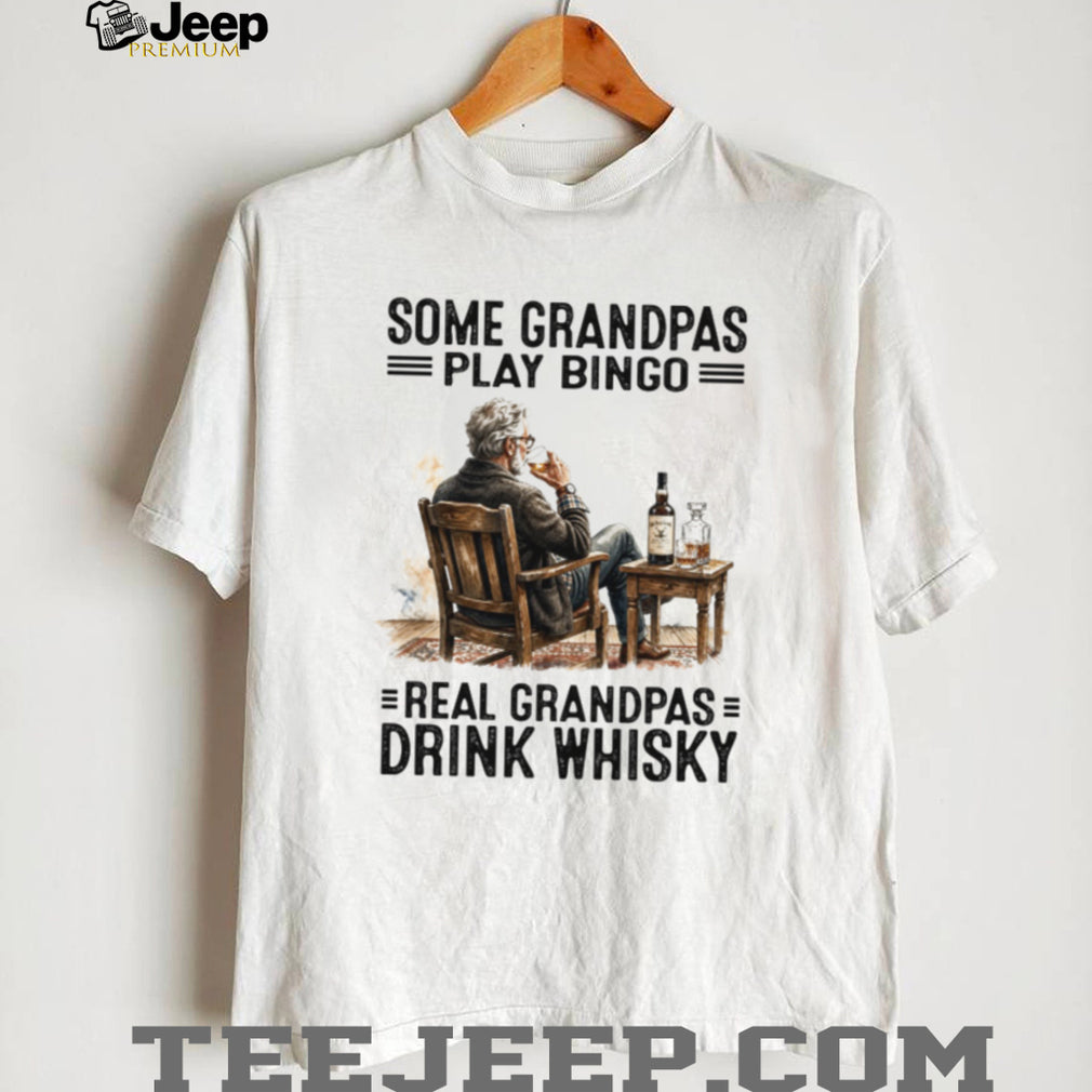 Real Grandpas Drink Whiskey Funny Old Man Bourbon Lover T Shirt