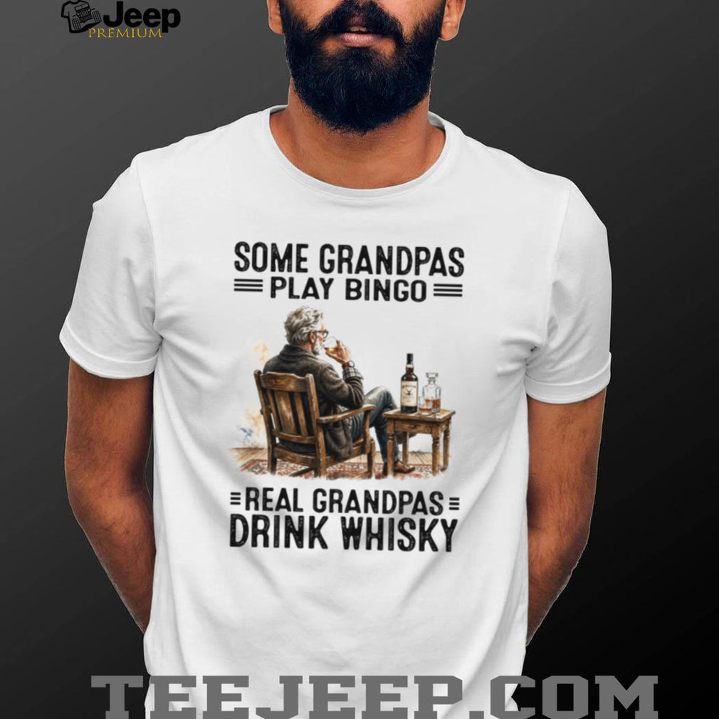 Real Grandpas Drink Whiskey Funny Old Man Bourbon Lover T Shirt