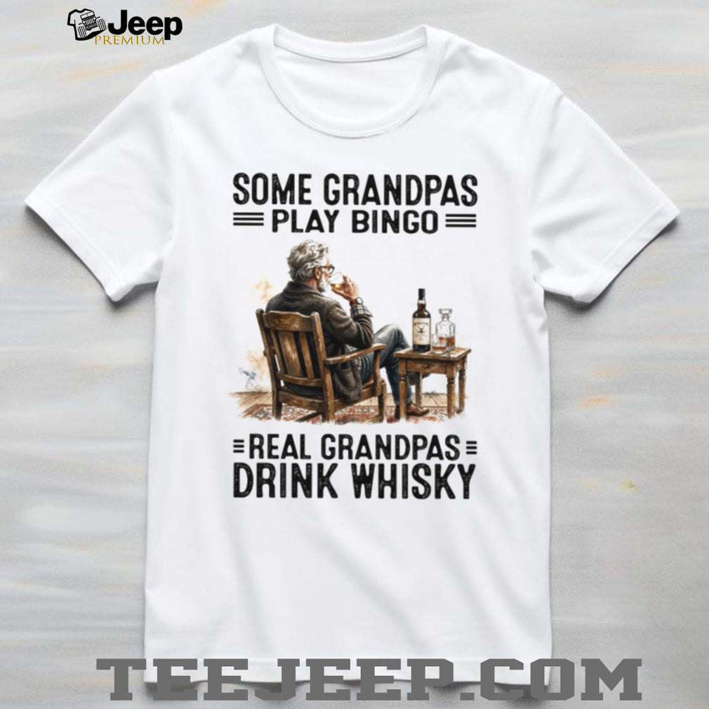 Real Grandpas Drink Whiskey Funny Old Man Bourbon Lover T Shirt