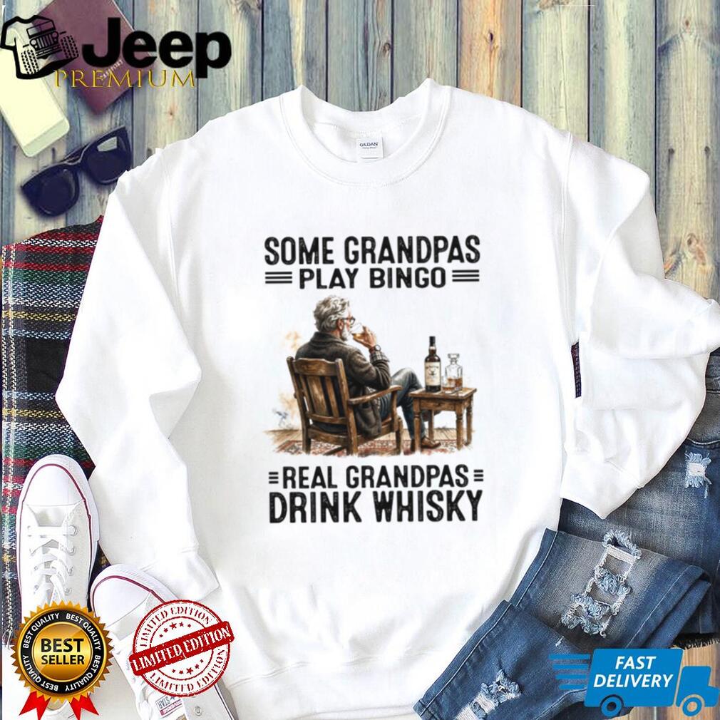 Real Grandpas Drink Whiskey Funny Old Man Bourbon Lover T Shirt