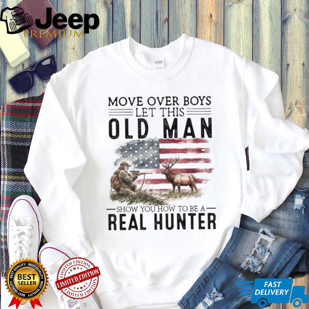 Real Hunter Old Man American Flag T Shirt Patriotic Elk Hunting Graphic T shirt