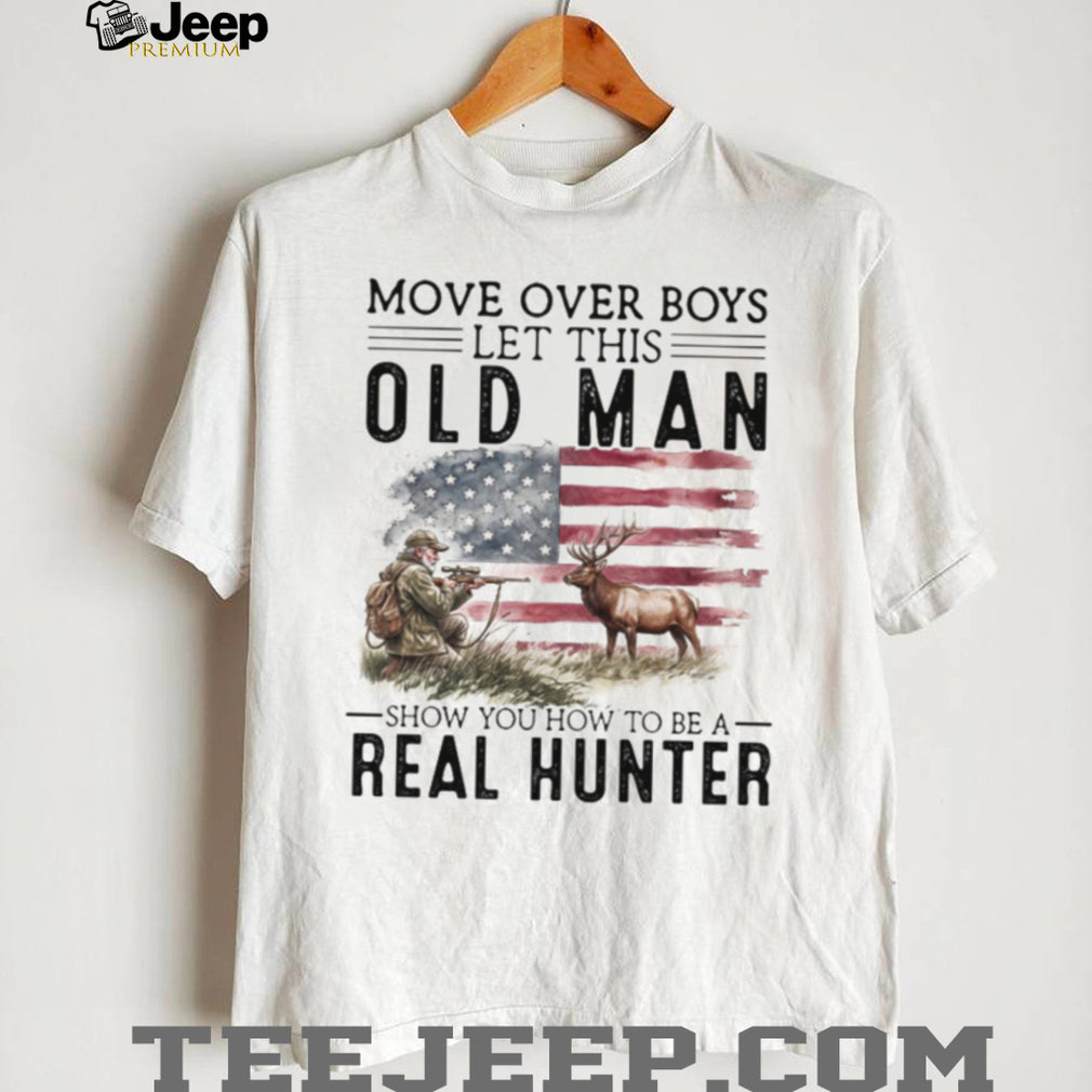 Real Hunter Old Man American Flag T Shirt Patriotic Elk Hunting Graphic T shirt