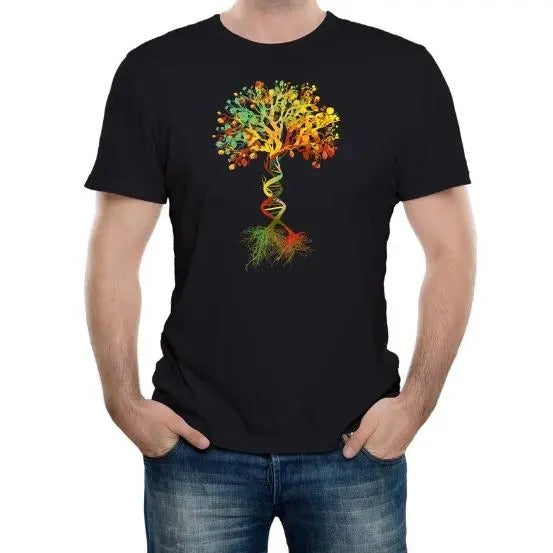 Reality Glitch Tree of Life Mens T-Shirt DNA Biology Science Nature Made in USA