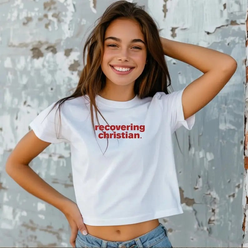 Recovering Christian Funny Vintage Slogan, Vintage Baby T-Shirt, Funny Lesbian Bisexual Pride Shirt, LGBTQ Pride Month Shirt