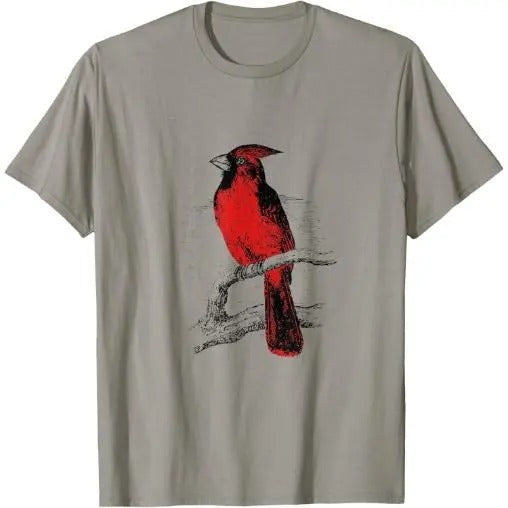 Red Cardinal Bird love bird watching Vintage T-Shirt Made in USA