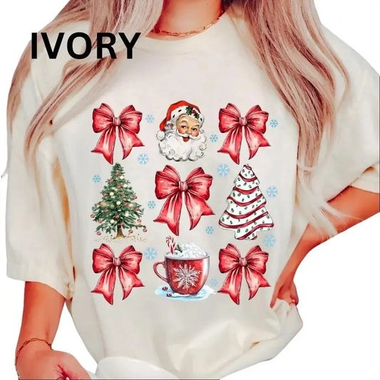 Red Doodles Christmas Shirt~ Unisex Apparel Relaxed Fit Printed In The USA Clothing Womenswear Casual Comfort Cotton Top Athletic Boho Chic