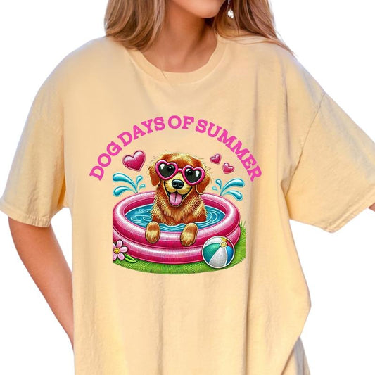 Red Golden Retriver Dog Days of Summer Shirt ~ Unisex Apparel Relaxed Fit Printed In The USA Clothing Womenswear Casual Comfort Cotton Top Athletic Boho Chic