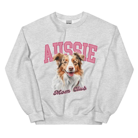Red Merle Aussie Dog Mom Club Sweatshirt - Unisex Apparel Relaxed Fit Printed in the USA Clothing Womenswear Casual and Comfortable