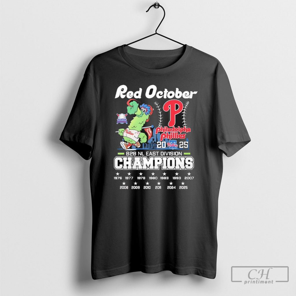 Red October Philadelphia Phillies 2025 B2b Nl East Division Champions Shirt Sweater