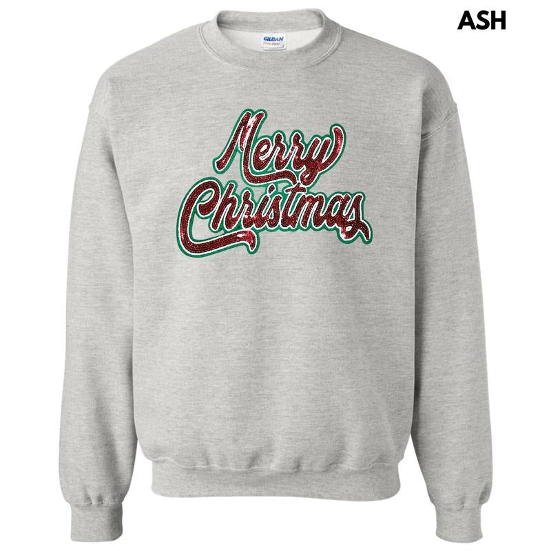 Red Sequin Merry Christmas Patch Sweatshirt