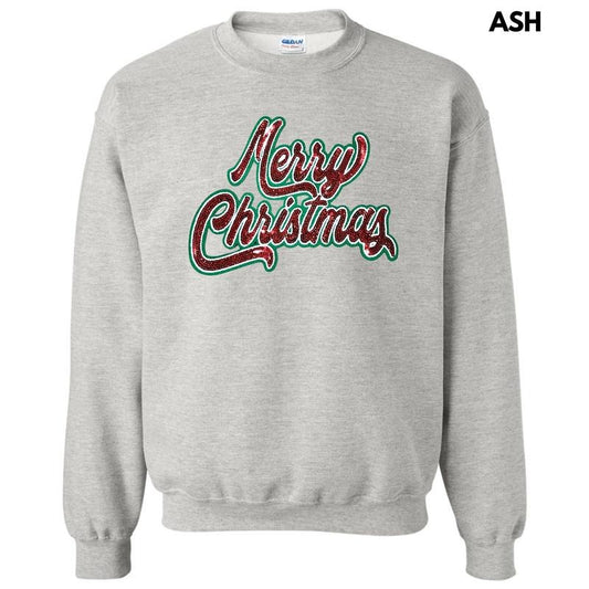 Red Sequin Merry Christmas Patch Sweatshirt