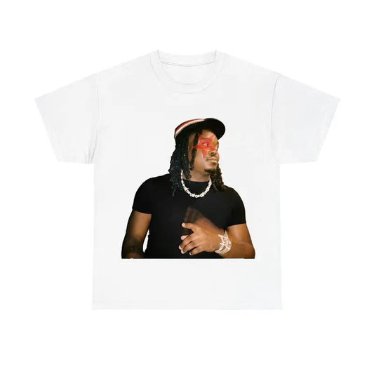 Red Star Luckii Shirt, Rap Graphic Tee Cotton Fabric