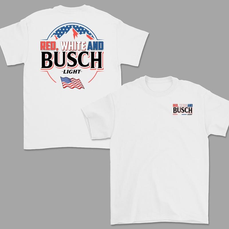 Red White And Busch Light Patriotic Party Unisex T-Shirt, Vintage 4th of July Busch Light Beer Shirt 2 sides