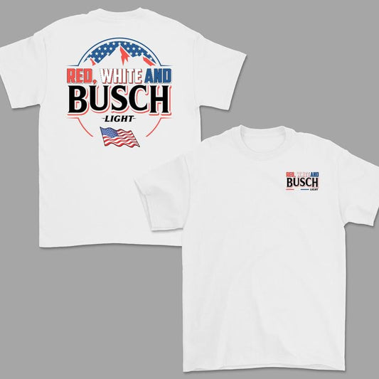 Red White And Busch Light Patriotic Party Unisex T-Shirt, Vintage 4th of July Busch Light Beer Shirt 2 sides