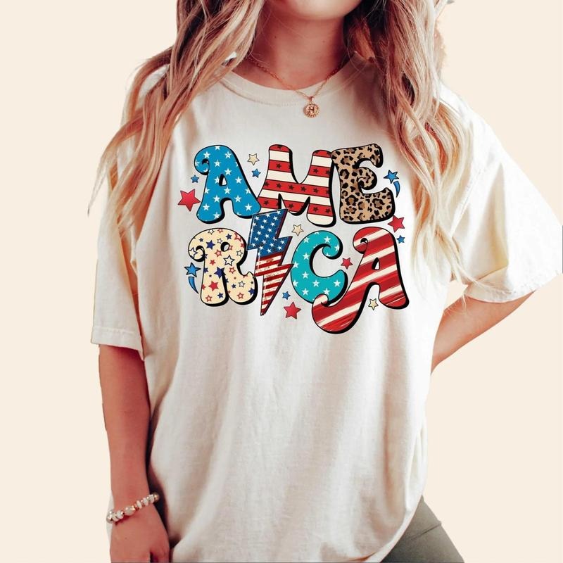 Red White and Blue America Tee, Fourth of July Shirt T-Shirt, USA shirt, Summer BBQ t-shirt, Women's 4th of July Shirt