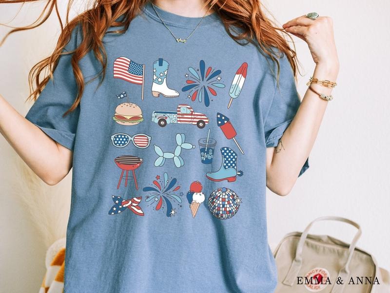 Red White and Blue, America Tee, Fourth of July Shirt Celebration T-Shirt, USA shirt, Summer BBQ Shirt, Women's 4th of July