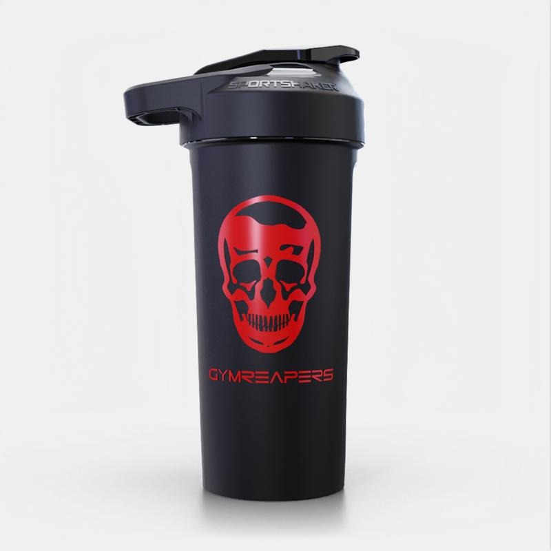 Gymreapers SportShaker Bottle - BPA-Free, 27oz Capacity, Black/Red