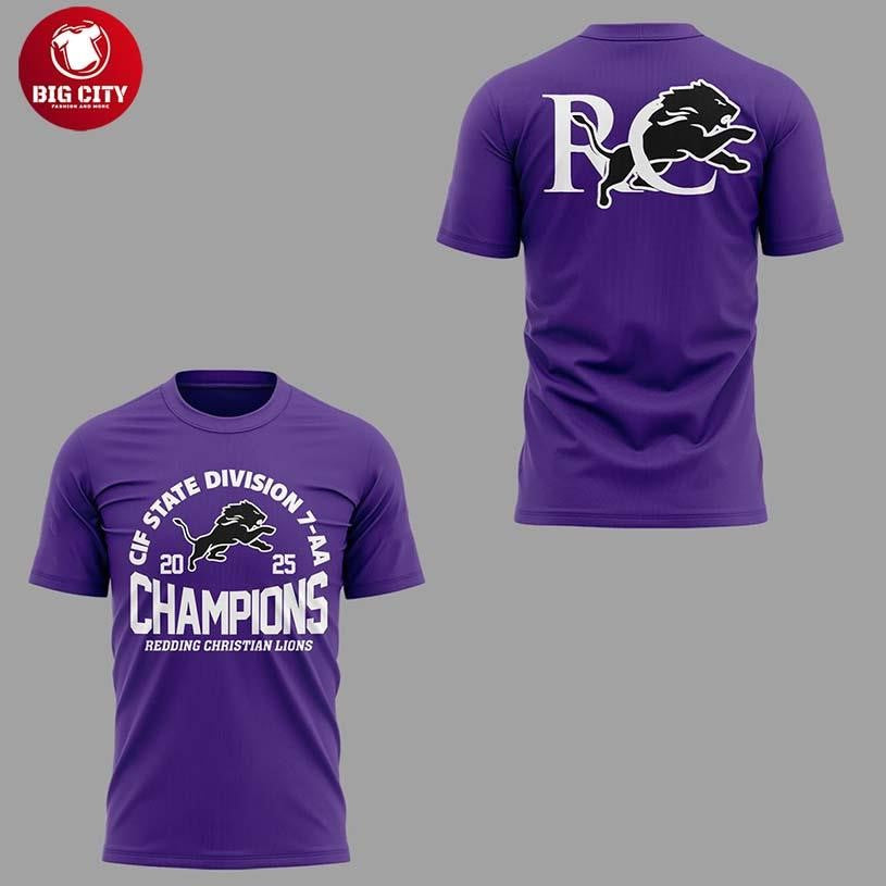 Redding Christian Lions CIF State Champions 7-AA 2025 Two Sided Shirt