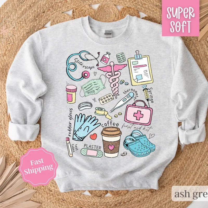 Registered Nurse Sweatshirt, Nurses Crewneck, Gift for Nursing Student, Womens Sweatshirt T-Shirts, Hoodie | WearSparks.com