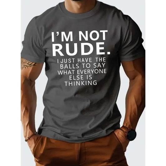 Relaxed Fit Pure Cotton I'M NOT RUDE Graphic Tee for Men - Soft, Breathable, Comfortable, Casual Wear - Perfect for Everyday Activities Made in USA