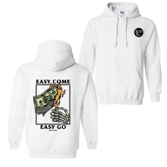 Rest Easy Hoodie - Easy Come Easy Go Skeleton Design, Ideal for Casual Wear, Comfortable and Stylish, Gift for Men, Gift for Women, Gift for You Menswear Sweaters