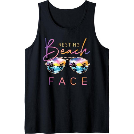 Resting Beach Face Vintage Retro Beach Vacation For Womens Tank Top MADE IN USA