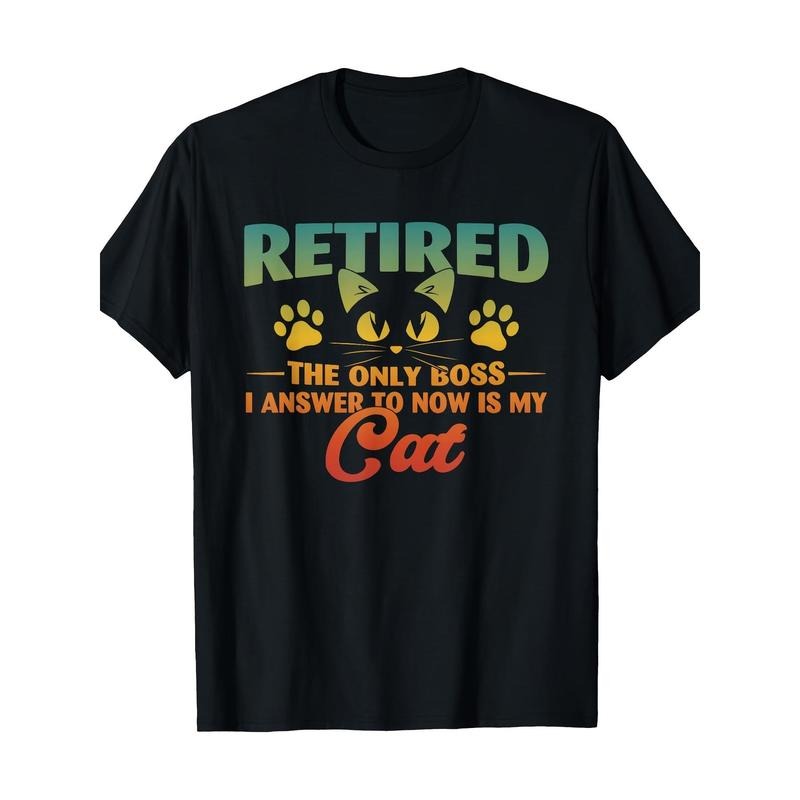 Retired Cat Funny Retirement 2024 Decoration Men Women T-Shirt 100%cotton Made in USA