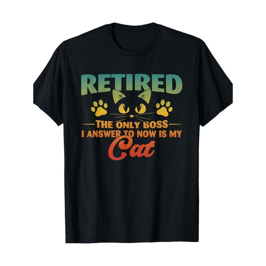 Retired Cat Funny Retirement 2024 Decoration Men Women T-Shirt 100%cotton Made in USA