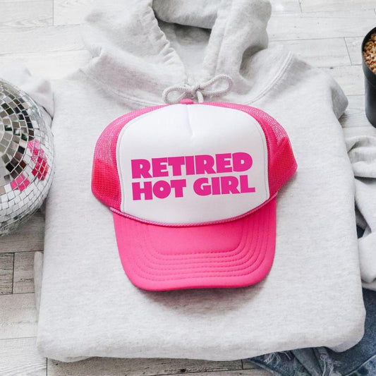 Retired Hot Girl, Sassy, Funny, Bright Pink Snapback Trucker Hat, Sassy Graphic Otto Hats