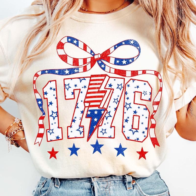 Retro 1776 T-Shirt, America 4th of July T-Shirt, Memorial Day T-Shirt, Girly USA Shirt, Independence Day Shirt
