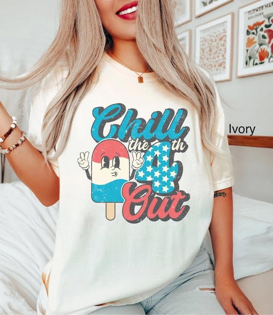 Retro 4th Of July Shirt Funny Chill The 4th Out T-Shirt Vintage Fourth Of July TShirt America T Shirt USA Flag Oversized Tee
