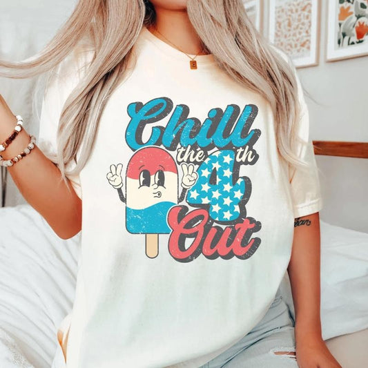 Retro 4th Of July Shirt, Funny Chill The 4th Out T-Shirt, Vintage Fourth Of July Shirt, America T Shirt USA Flag Oversized Tee, Comfort Colors T Shirt