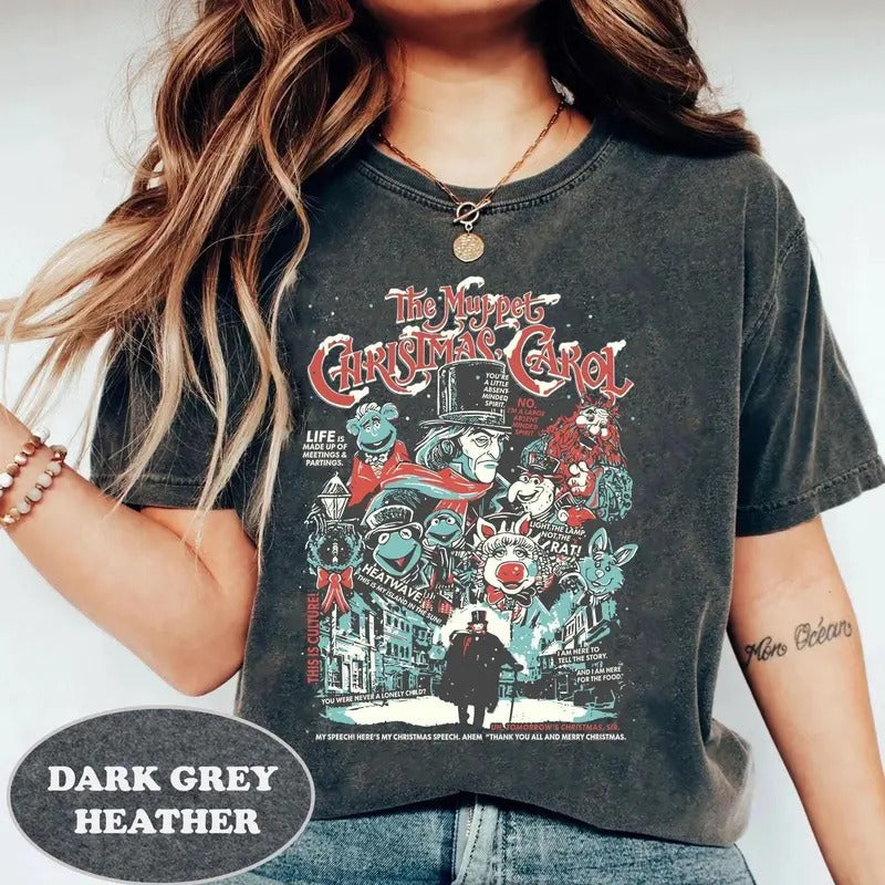 Retro 90s Muppet Christmas Carol Shirt - Kermit Gonzo Miss Piggy Xmas Movie Tee - Mickey's Very Merry Christmas Party 2024