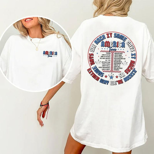 Retro America Tour Shirt, 1776 Independence Day Unisex Unhinged Shirt, Patriotic American Graphic Printed Tee, 4th Of July T-shirt, Comfy Fabric Graphic Tee, Women's Tops, Menswear, Womenswear, Cotton Fabric Relaxed Fit Chic Style