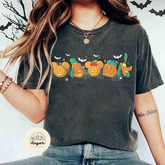 Retro Animal Friends Pumpkin Halloween T-shirt, Fall Vibes T-shirt Family Holiday Trip Shirt