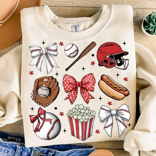 Retro Baseball Coquette Bow Sweatshirt Baseball Game Day Baseball Mom Sports Coquette Gift