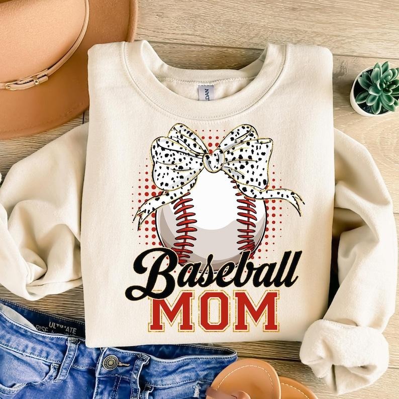 Retro Baseball Mom Coquette , Game Day Baseball Mom  Tis the Season Sweatshirt
