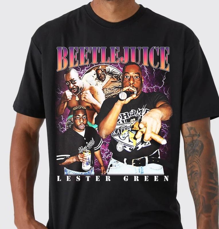Retro Beetlejuice Lester Green T Shirt, Funny Classic 90s Graphic Tee, Unisex, Vintage Bootleg, Retro 90s Fans Shirt, Unisex T-shirt.