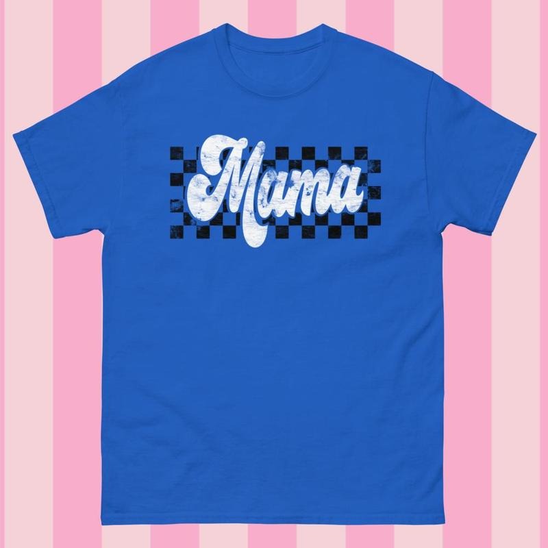 Retro Checkered Mama Gildan Shirt - Gildanshirt, Halloween T-Shirt, DTG printed, Trendy preppy style, Unisex garment-dyed heavyweight t-shirt