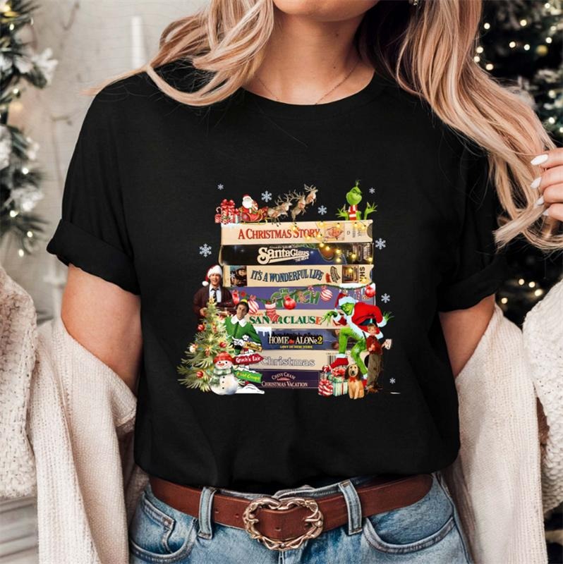 Retro Christmas Movies Shirt - 90s Style Tee, Great Green Gift for the Holidays