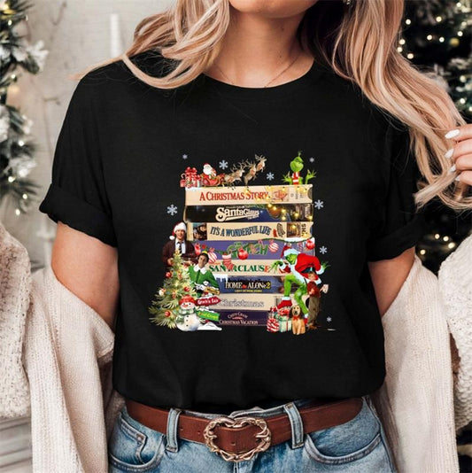 Retro Christmas Movies Shirt - 90s Style Tee, Great Green Gift for the Holidays