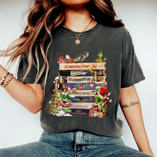 Retro Christmas Movies Shirts, Nostalgic Christmas VHS Movies Shirt, Christmas 90s Movies Shirt, Adult Christmas Costume, Christmas Shirt Comfort