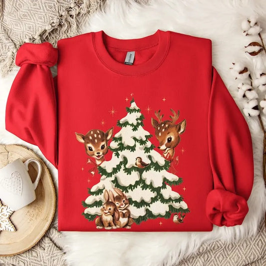 Retro Christmas Re!ndeer Sweatshirt Gift, Vintage Aesthetic Top, Cute Crewneck, Teacher Gift, Shirt, Family Sweatshirtstyle{n002}2