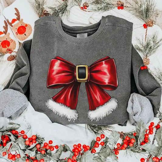 Retro Christmas Sweatshirt, Christmas Bow Shirt, Coquette Christmas Hoodie, Trendy Holiday Sweatshirt, Cute Christmas Shirt, Retro Christmas Sweater
