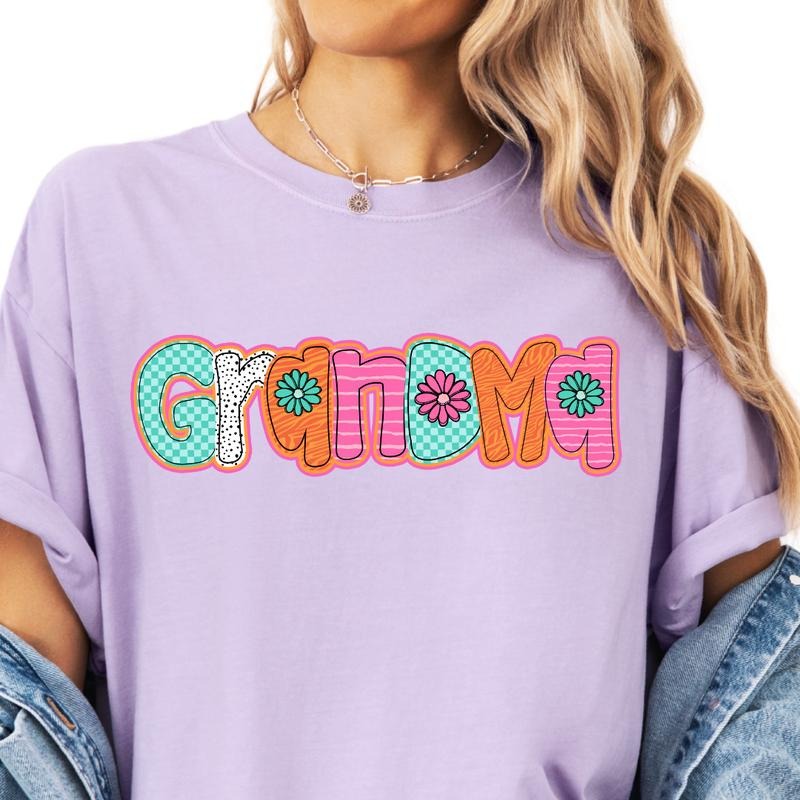 Retro Colorful Grandma Shirt ~ Unisex Apparel Relaxed Fit Printed In The USA Clothing Womenswear Casual Comfort Cotton Top Athletic Boho Chic