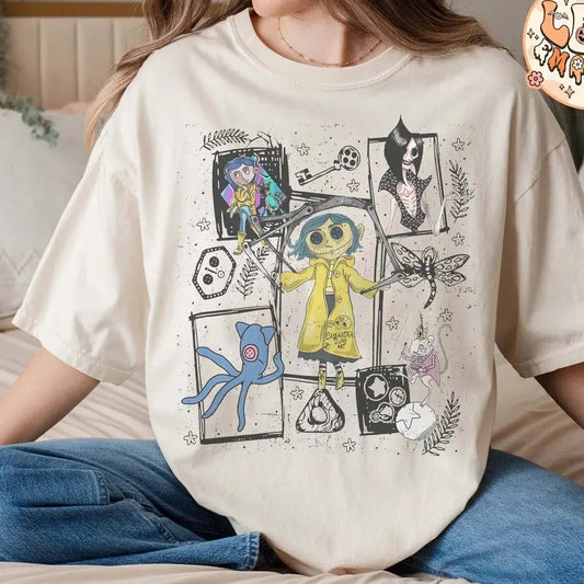 Retro Coraline Shirt_ Vintage Halloween Coraline Shirt_ Spooky Movie Tee_ Coraline Doll Shirt_ Coraline Best for Coraline Movie Retro Horror_ Halloween Coraline Shirt_ Spooky Movie Shirt_ Halloween Movie Characters Shirt