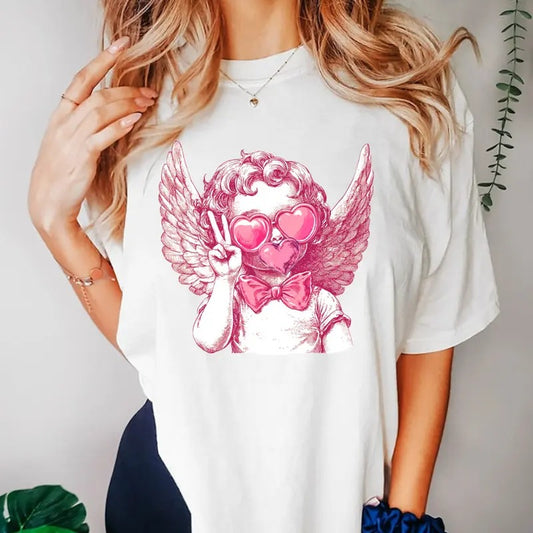 Retro Cupid Valentine Blowing Bubble Shirt, Vintage Valentines Day T-shirt, For Men For Women.