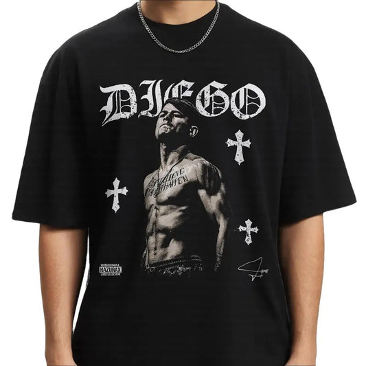 Retro Diego Lopes MMA Vintage 90s Graphic Collage T-Shirt for Men - 100% Cotton, Medium Fabric, Classic Fit, Crew Neck, Casual Style - Crewneck