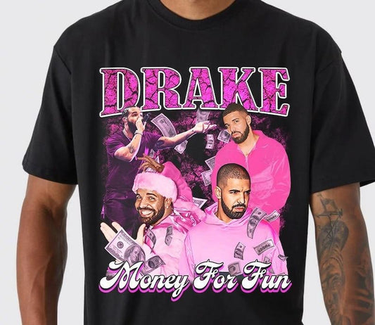 Retro Drake Money For Fun Vintage Drake Rap T Shirt, Champagne Papi Shirt, Drake Sweatshirt, Bootleg Retro 90s Fans Shirt, Unisex T-shirt